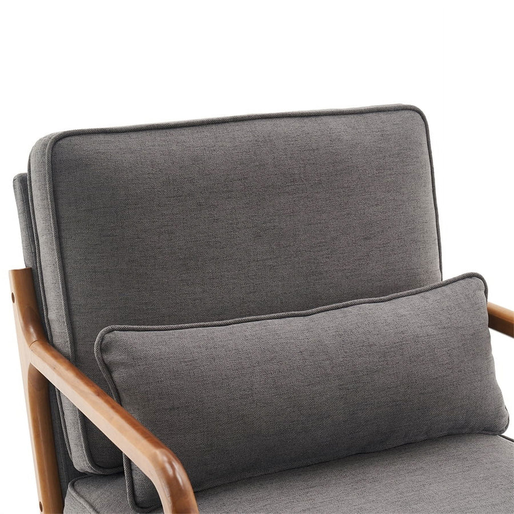Modern Accent Chair, Upholstered Armchair with Wood Frame, Bronzing Cloth Single Sofa Chair with Lumbar Pillow for Living Room Bedroom Apartment, Orange