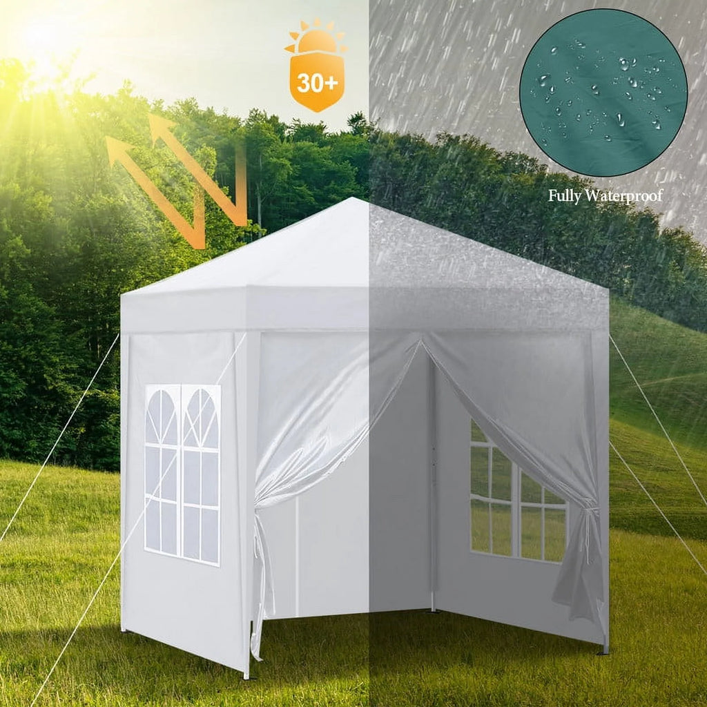 Clipop Portable 10x10ft Pop Up Gazebo, Instant Canopy Waterproof Anti-UV Shelter with 4 Side Panels & Carry Bag,Blue