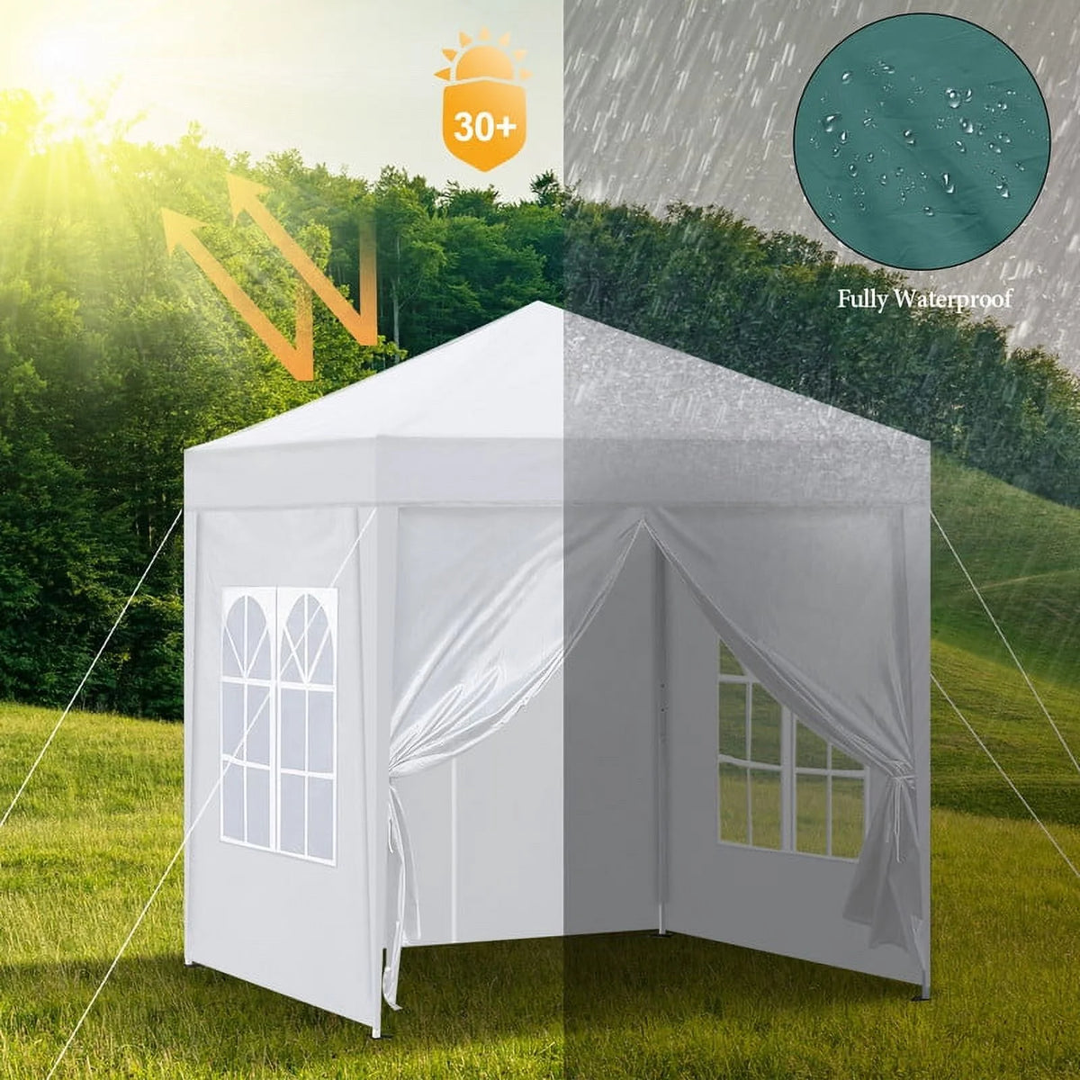 Clipop Portable 10x10ft Pop Up Gazebo, Instant Canopy Waterproof Anti-UV Shelter with 4 Side Panels & Carry Bag,Blue