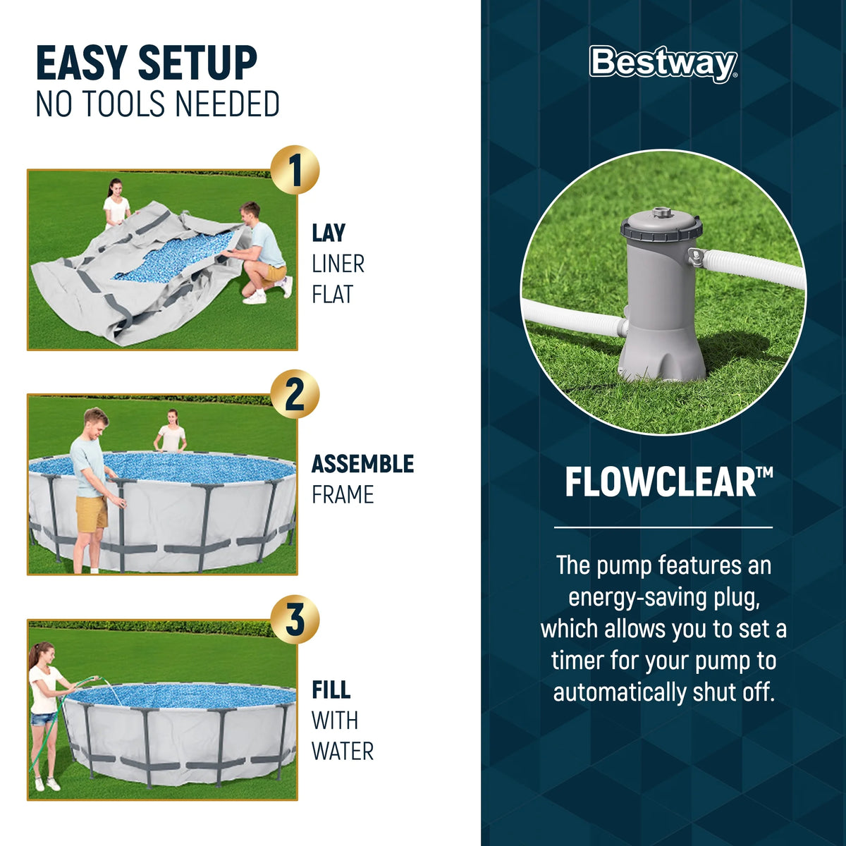 Open Box Bestway Steel Pro MAX 12' x 30" Above Ground Swimming Pool Set, Gray