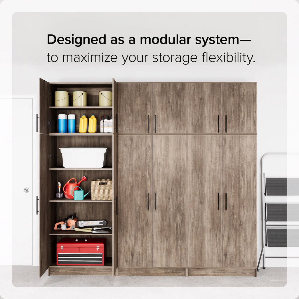 Prepac Adjustable Shelves Cabinet - Functional Tall Garage Table, 16"D x 32"W x 65"H Freestanding Garage Cabinet with 2-Doors, Light Gray - GES-3264