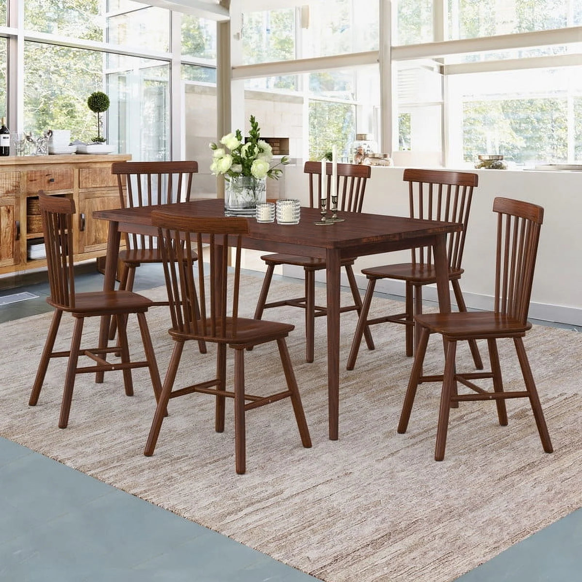 Dycanpo Dining Chairs Set of 4, Black Kitchen/Dining Room Wooden Chairs with Mid Century Modern,18''