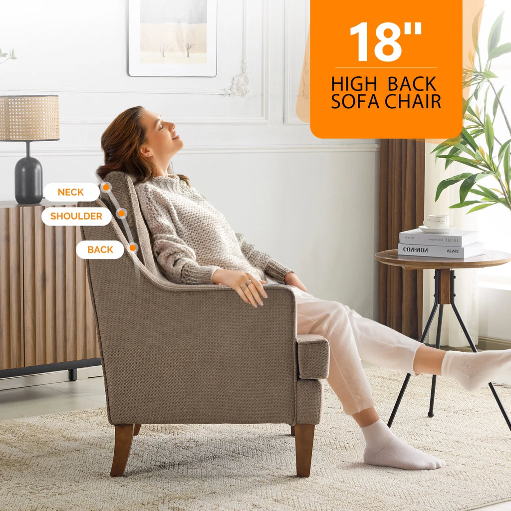 Ktaxon Fabric Accent Chair, Reading Armchair with Removable Cushion, Single Sofa with Extra Seat Depth for Living Room Bedroom Black