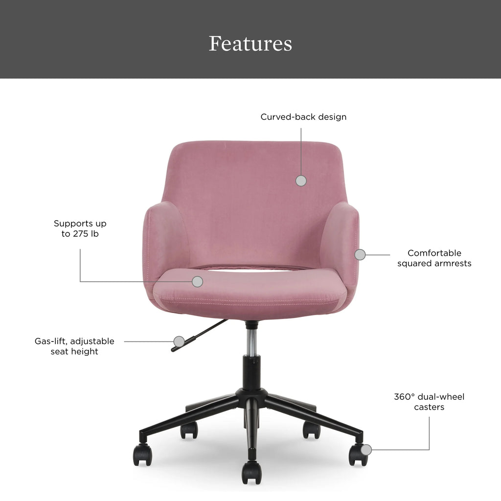 Better Homes & Gardens Lillian Office Chair, Rose