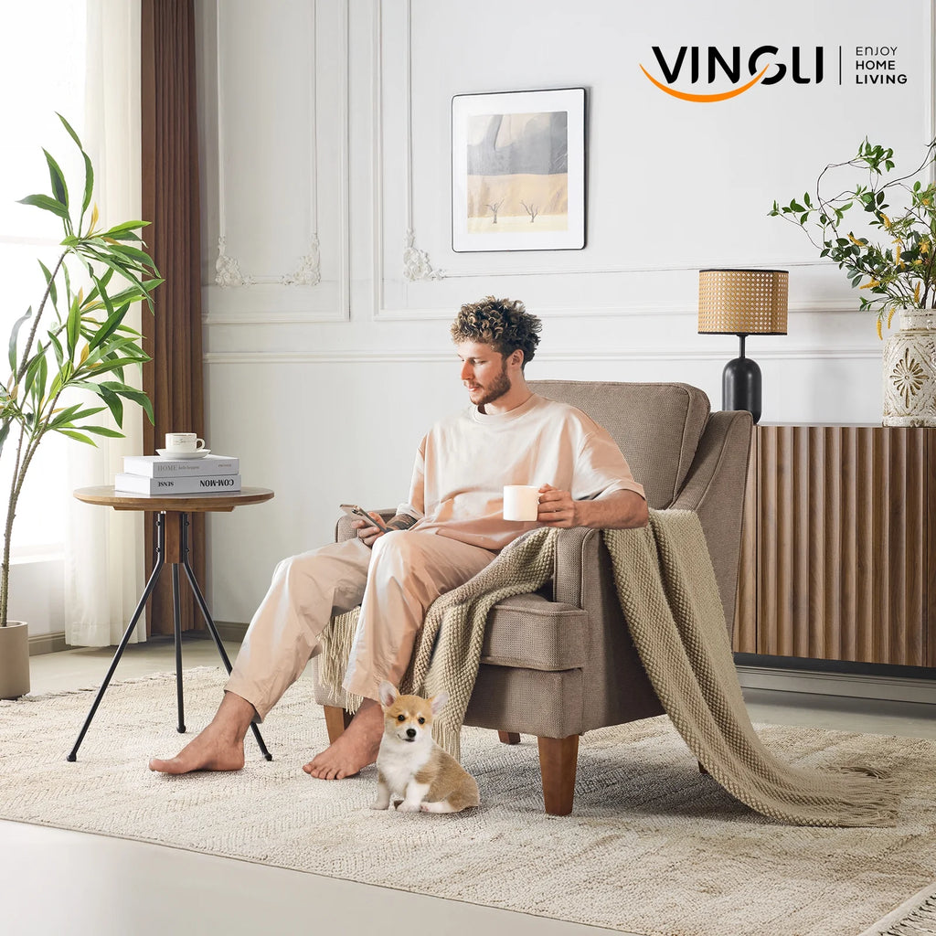 Ktaxon Fabric Accent Chair, Reading Armchair with Removable Cushion, Single Sofa with Extra Seat Depth for Living Room Bedroom Black