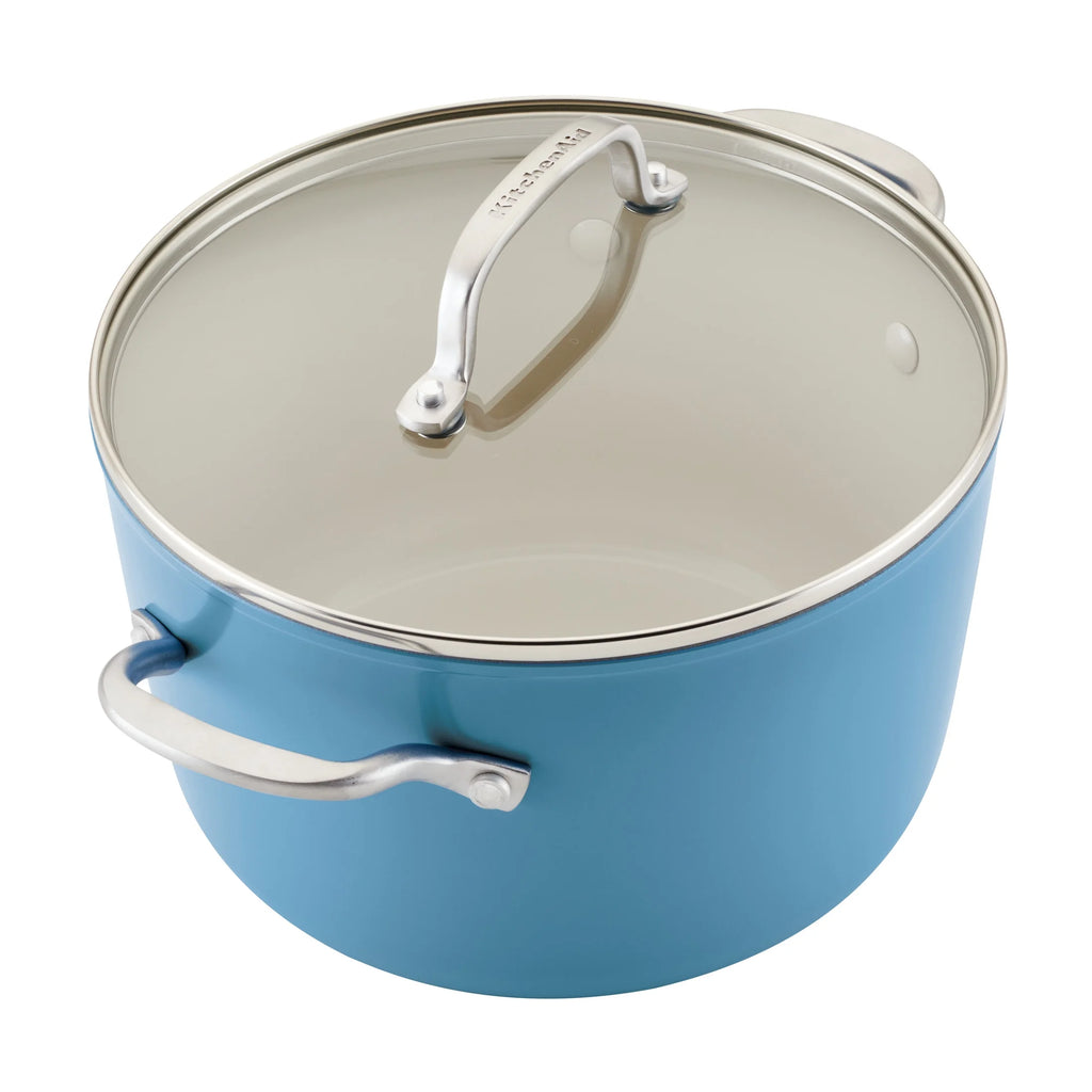 KitchenAid Hard Anodized 10 Pcs Ceramic Nonstick Cookware Pots and Pans Set, Oven Safe to 500F, Pistachio