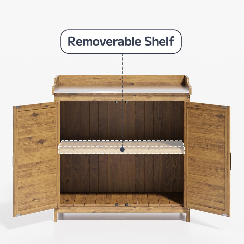 Asofer Outdoor Storage Shed, Storage Cabinet Clearance, Wooden Tool Shed, Deck Cabinet for Outside Patio Lawn
