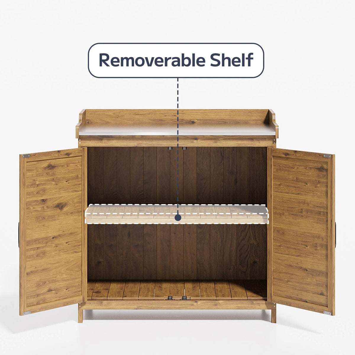 Asofer Outdoor Storage Shed, Storage Cabinet Clearance, Wooden Tool Shed, Deck Cabinet for Outside Patio Lawn