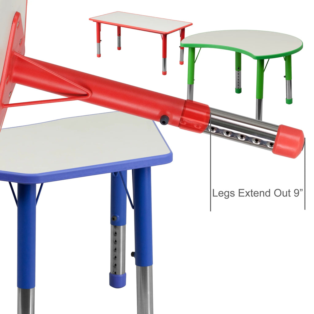 Flash Furniture Emmy Adjustable Classroom Activity Table for Kids with 6 Chairs, Red/Gray