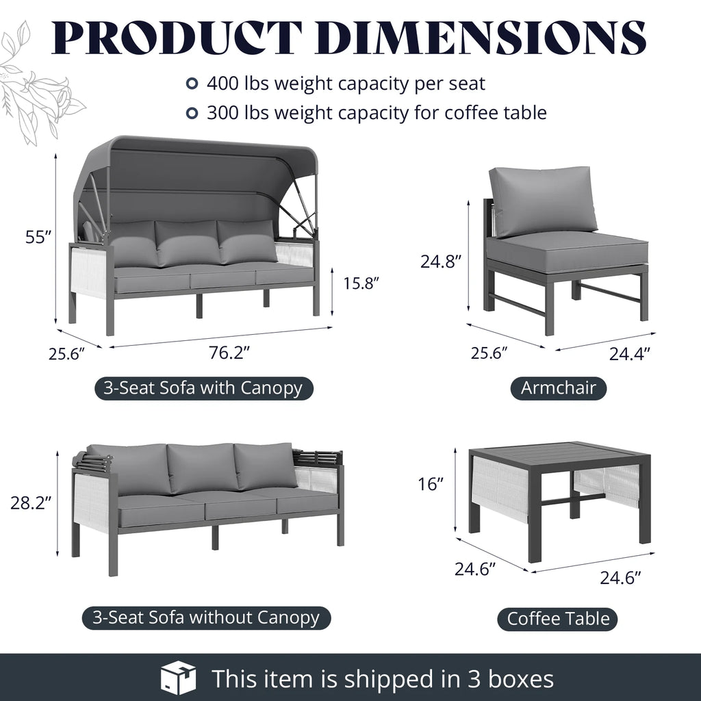 AECOJOY Aluminum Outdoor Furniture Set, 7 Pieces Metal Patio Furniture on sale Outdoor Couch Patio Conversation Set - Light Grey