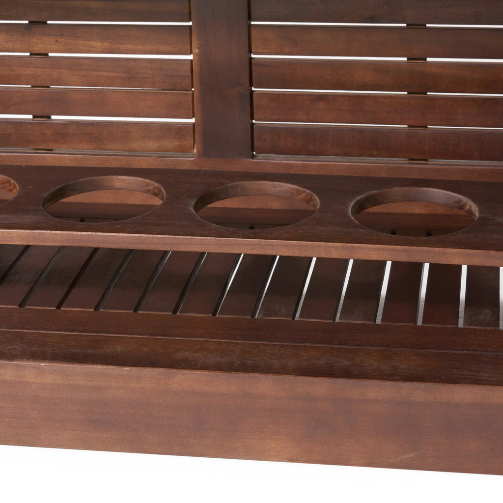 Ashlin Outdoor Acacia Wood Bar, Rich Mahogany
