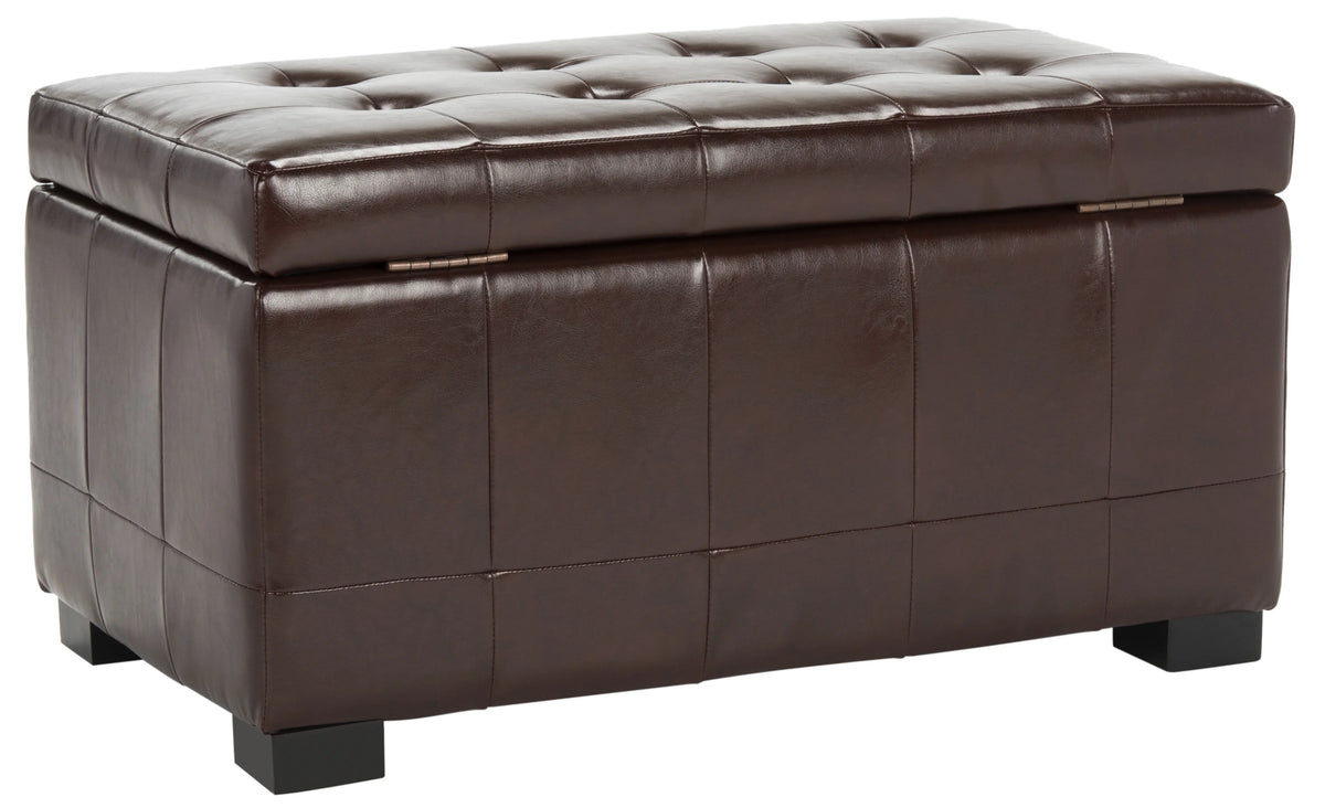 SAFAVIEH Small Manhattan Rustic Tufted Storage Bench, Brown