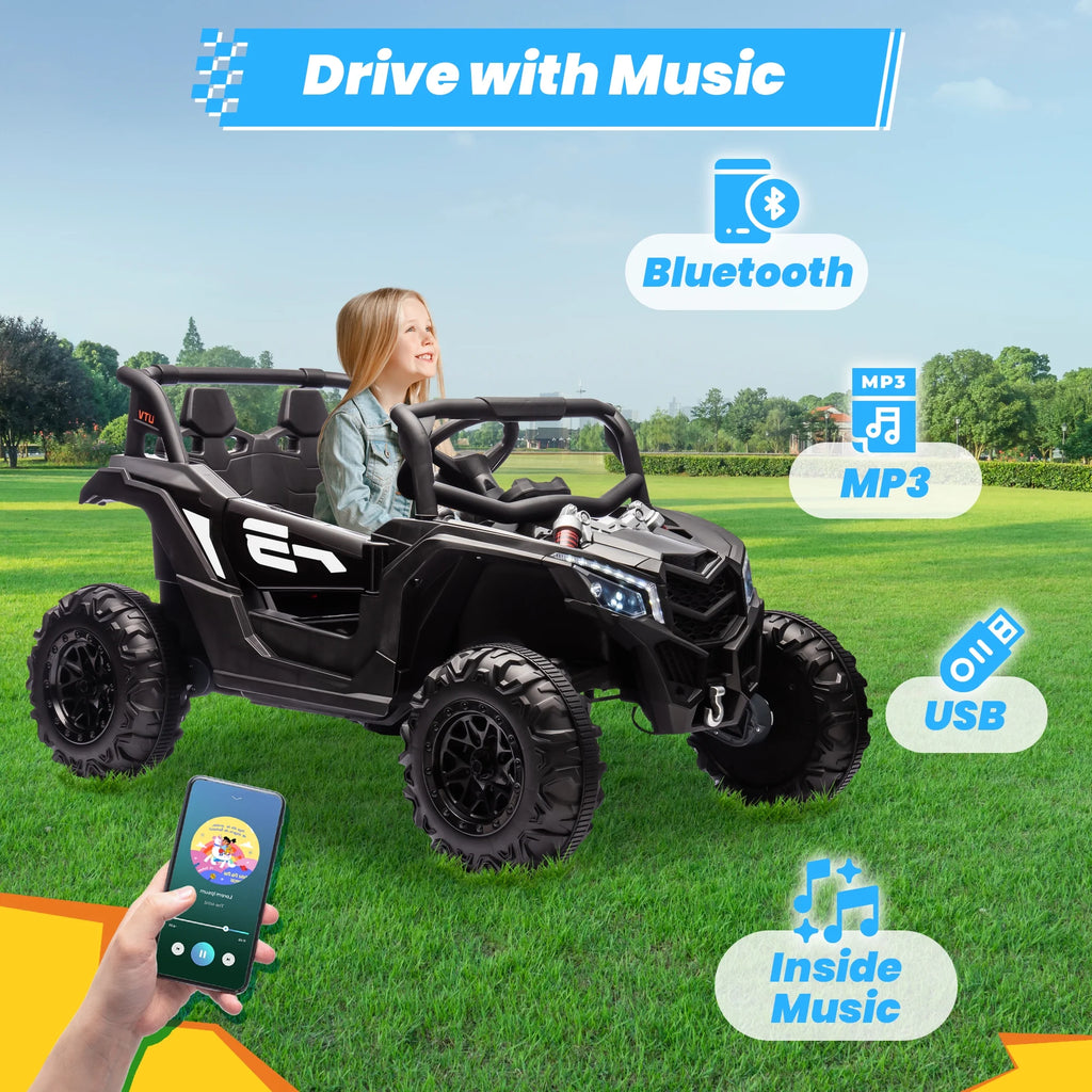 Joyracer 4WD 24 Volt Ride on Toys, 2 Seater Power Car wheels UTV with 800W Motors, Remote Control, Bluetooth Music, Spring Suspension, LED Light, Pink
