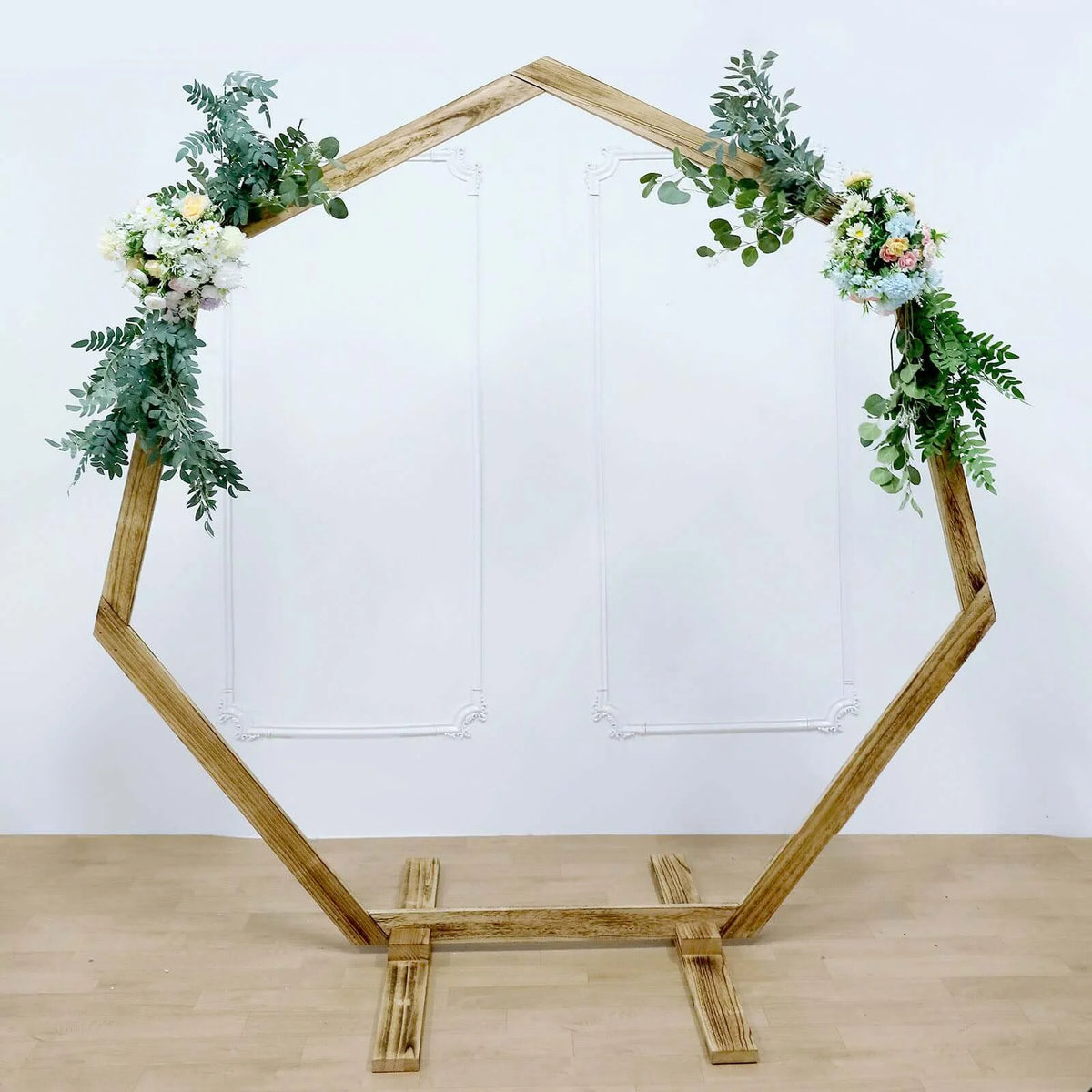 Efavormart 7FT Rustic Square Wedding Arch Wooden Backdrop Stand, Wedding Ceremony Arch - Brown