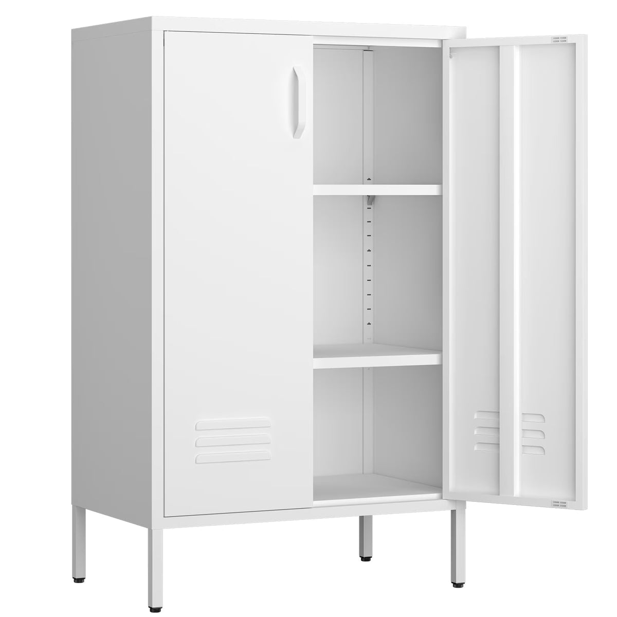 Marcree Green Metal Cabinet,2 Door Accent Cabinet,Metal Locker Cabinet with Legs,Sideboard Cabinet with Adjustable Shelves,Locker Storage Cabinet for Living Room,Entryway
