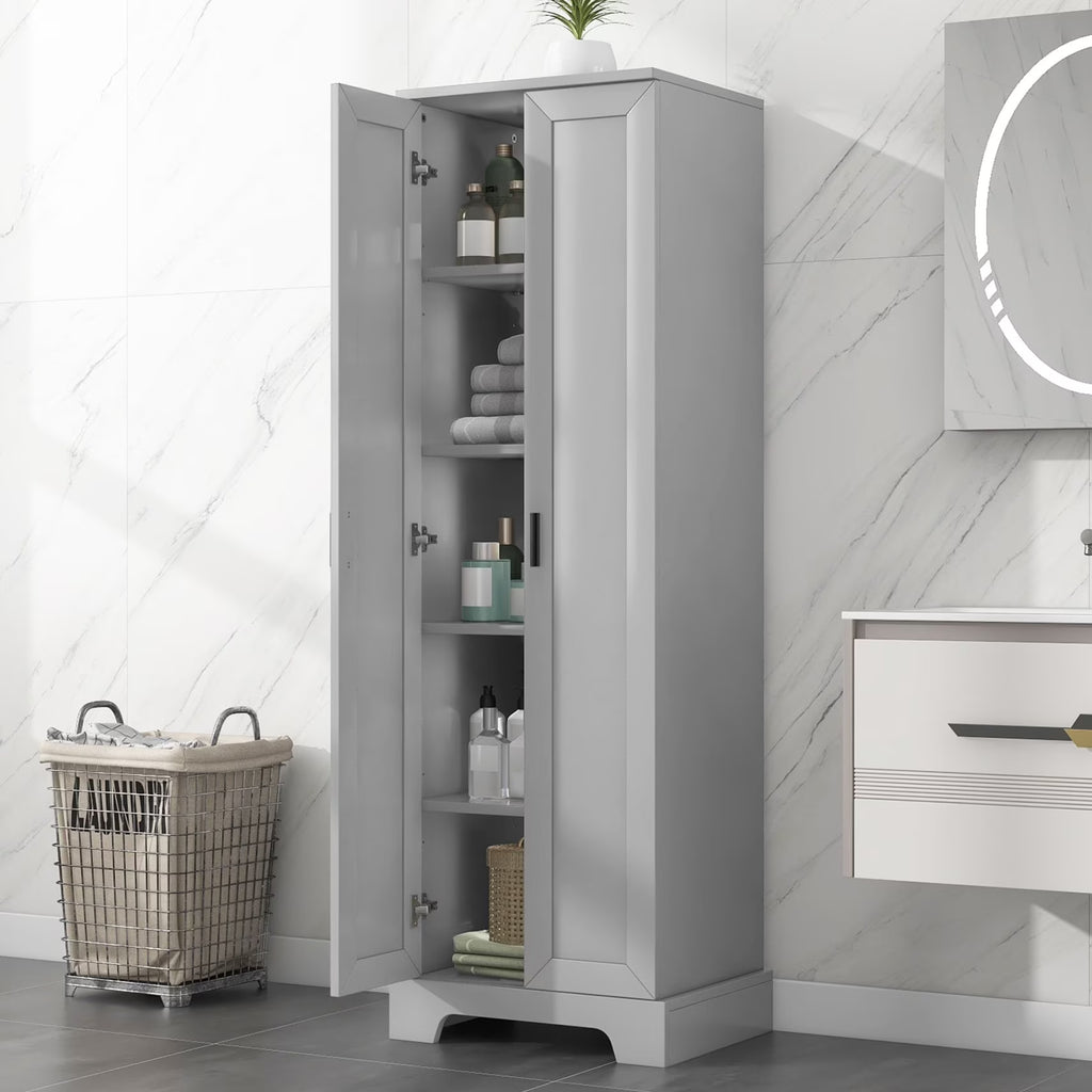 22'' Double Door Storage Cabinet with Adjustable Shelves, High Quality Bathroom Cabinet with  MDF Material, for Living room, Bathroom, Black