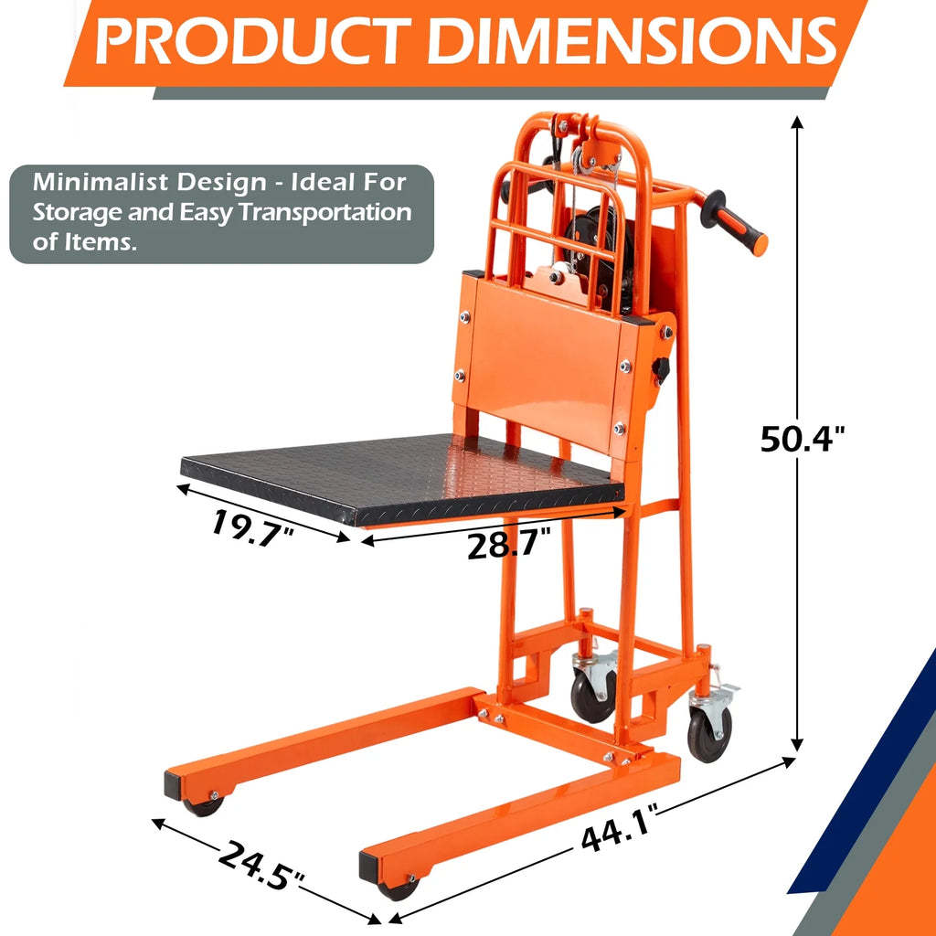 AECOJOY Hydraulic Material Lift Pallet Truck 500 Lbs,Lift Table Cart,32" Max Lift Height Pallet Truck Jack with Lockable Swivel Casters Ideal for Warehouse, Workshop and Garage Use