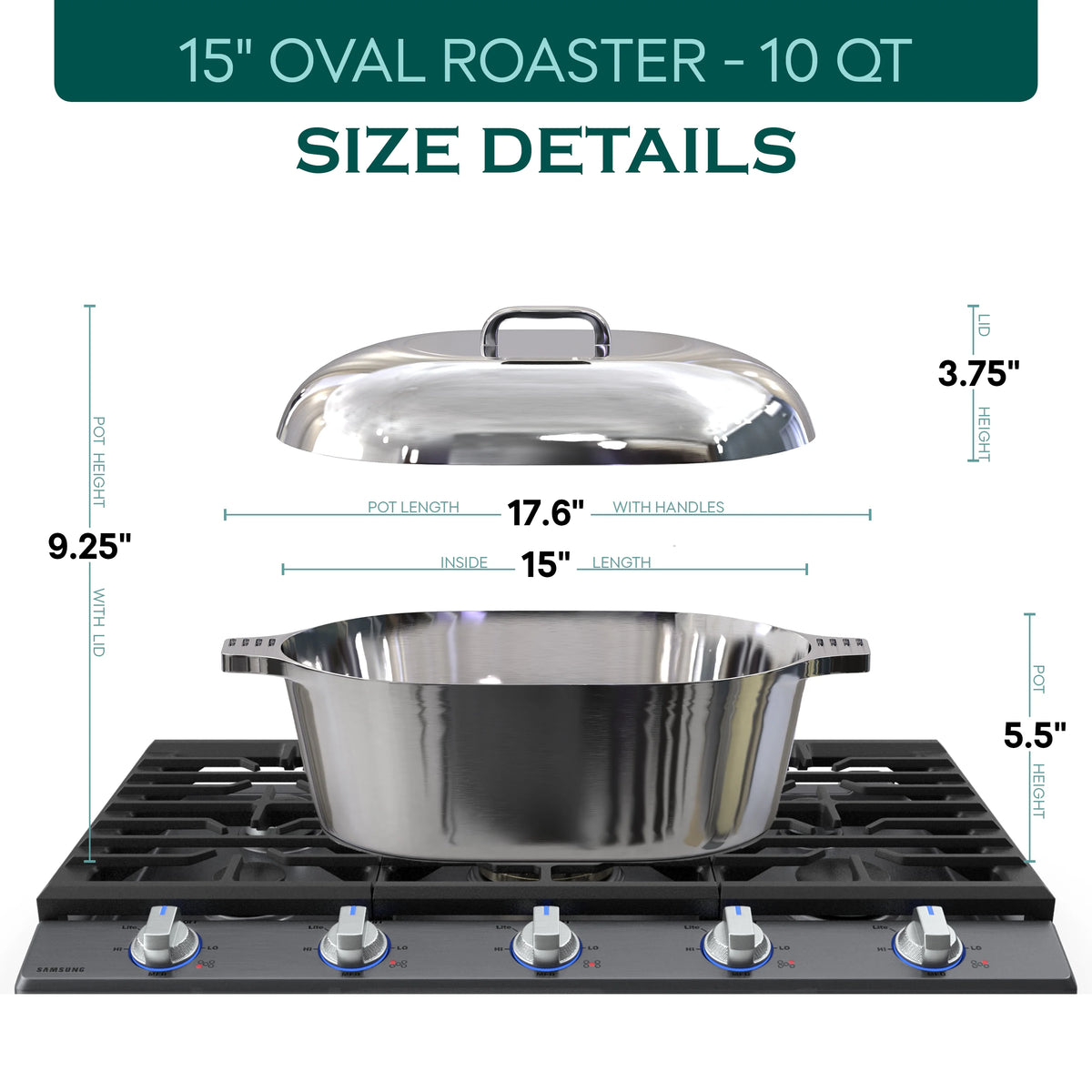 MAGNAWARE 5qt Lightweight Cast Aluminum Oval Dutch Oven, Silver