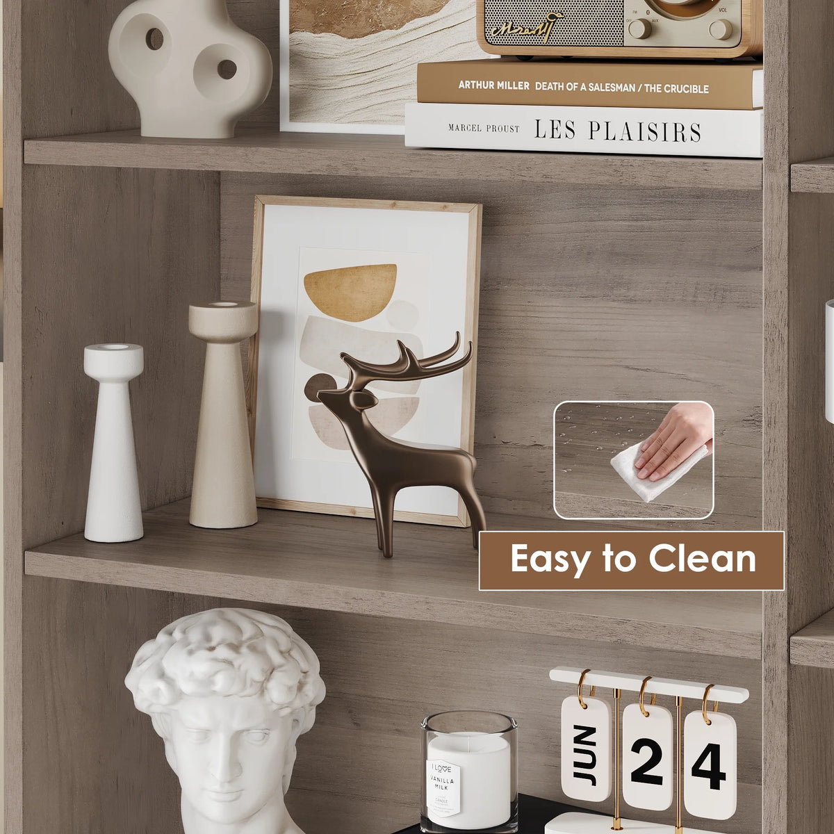 Homfa 73 Tall Bookcases with Doors, 8 Cubes 6-Tier Double Row Bookshelf, White Bookcase for Living Room Home Office