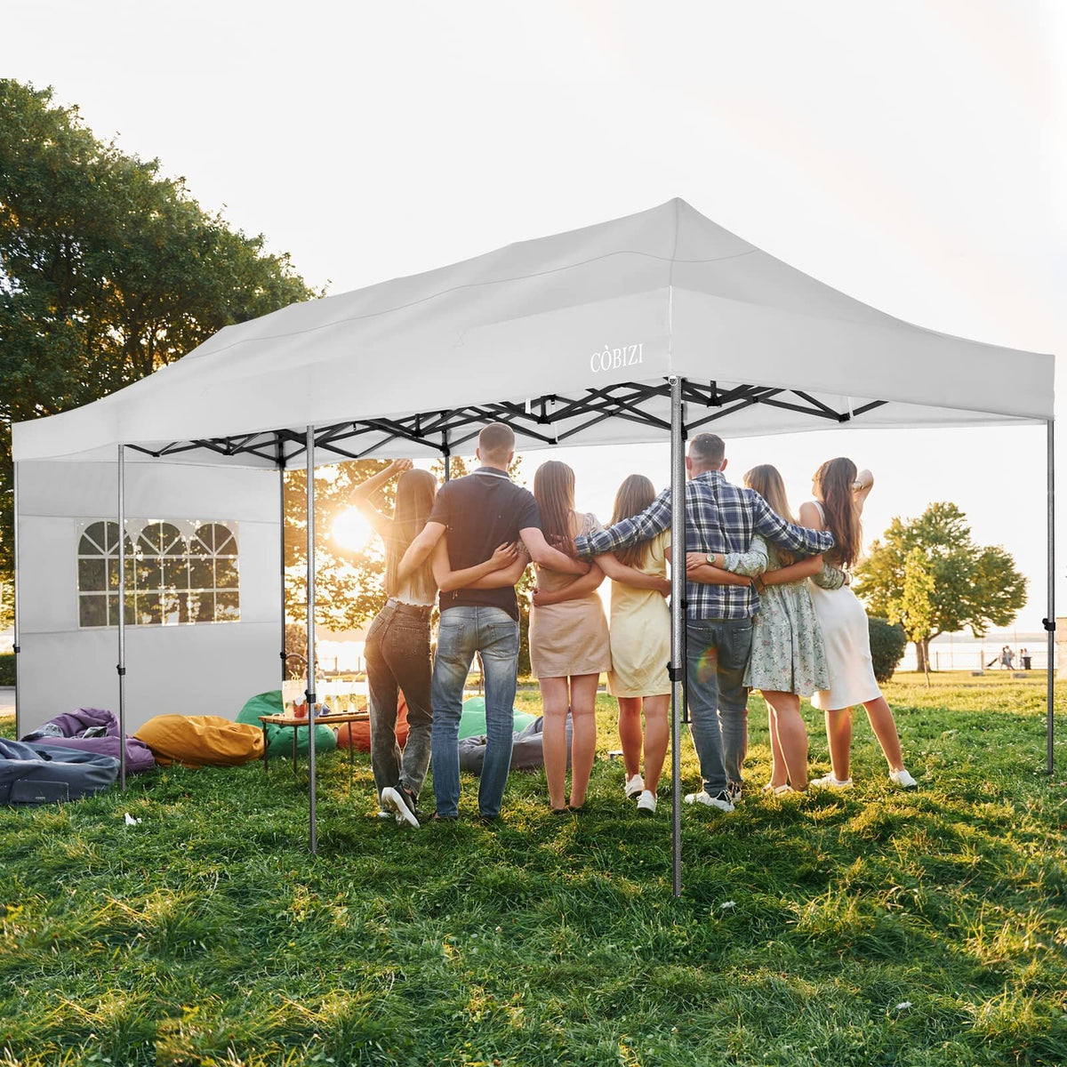 HOTEEL 10'x30' Canopy Heavy Duty Pop Up Canopy Tent Outdoor Gazebo Shelter Waterproof Instant Commercial Tent with 8 Removable Sidewalls & 8 Sandbags & Roller Bag,White