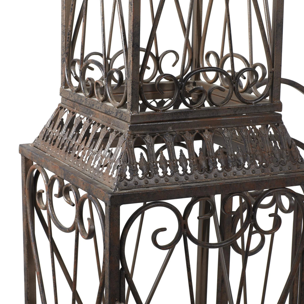 DecMode Traditional Metal Arch with Botanical Design Garden Arbors with Latch Lock Closure, 78"W x 94"H