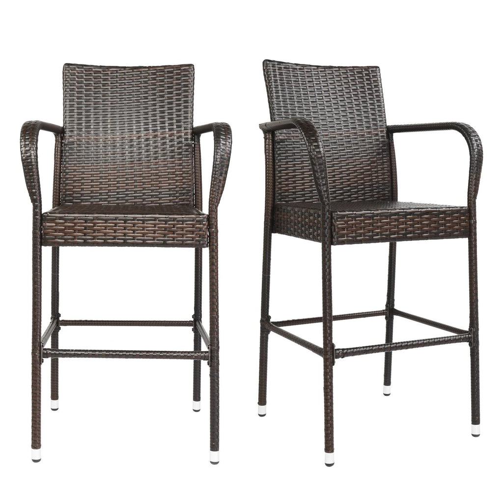 UBesGoo Set of 2 Wicker Chairs, Rattan Furniture Dining Chairs for Kitchen, Living Room, Wicker Conversation Bistro Chairs for Outdoor and Indoor, Brown