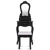 Topbuy Vanity Mirror Dressing Table Simple Style Beauty Dresser w/ Cushioned Bench Black