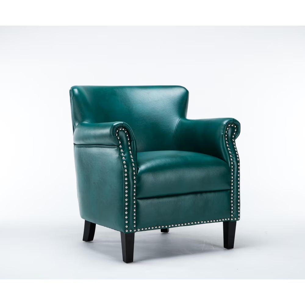 Comfort Pointe Holly Navy Blue Faux Leather Club Chair with Nail Head Trim