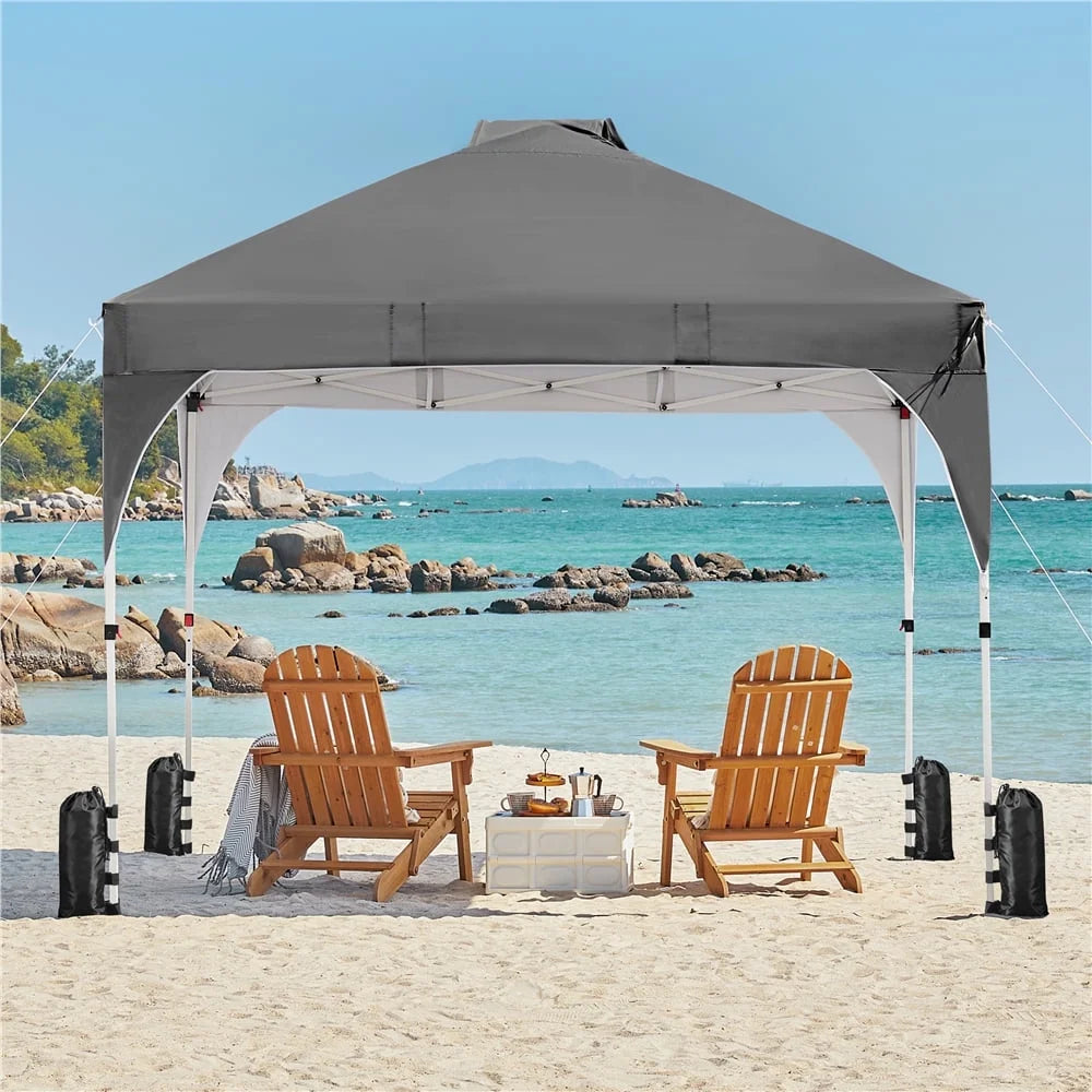 Topeakmart 8x8ft Pop Up Canopy Tent with Adjustable Height and Roller Bag, White