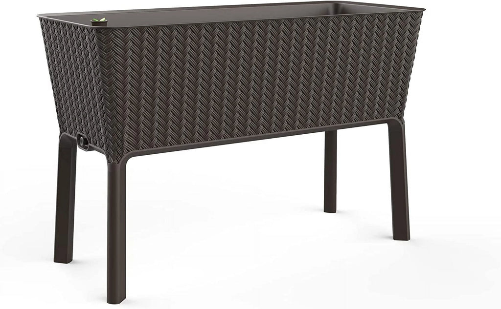 Keter Splendor 31.7 Gallon Raised Garden Bed with Self Watering and Drainage, Grey