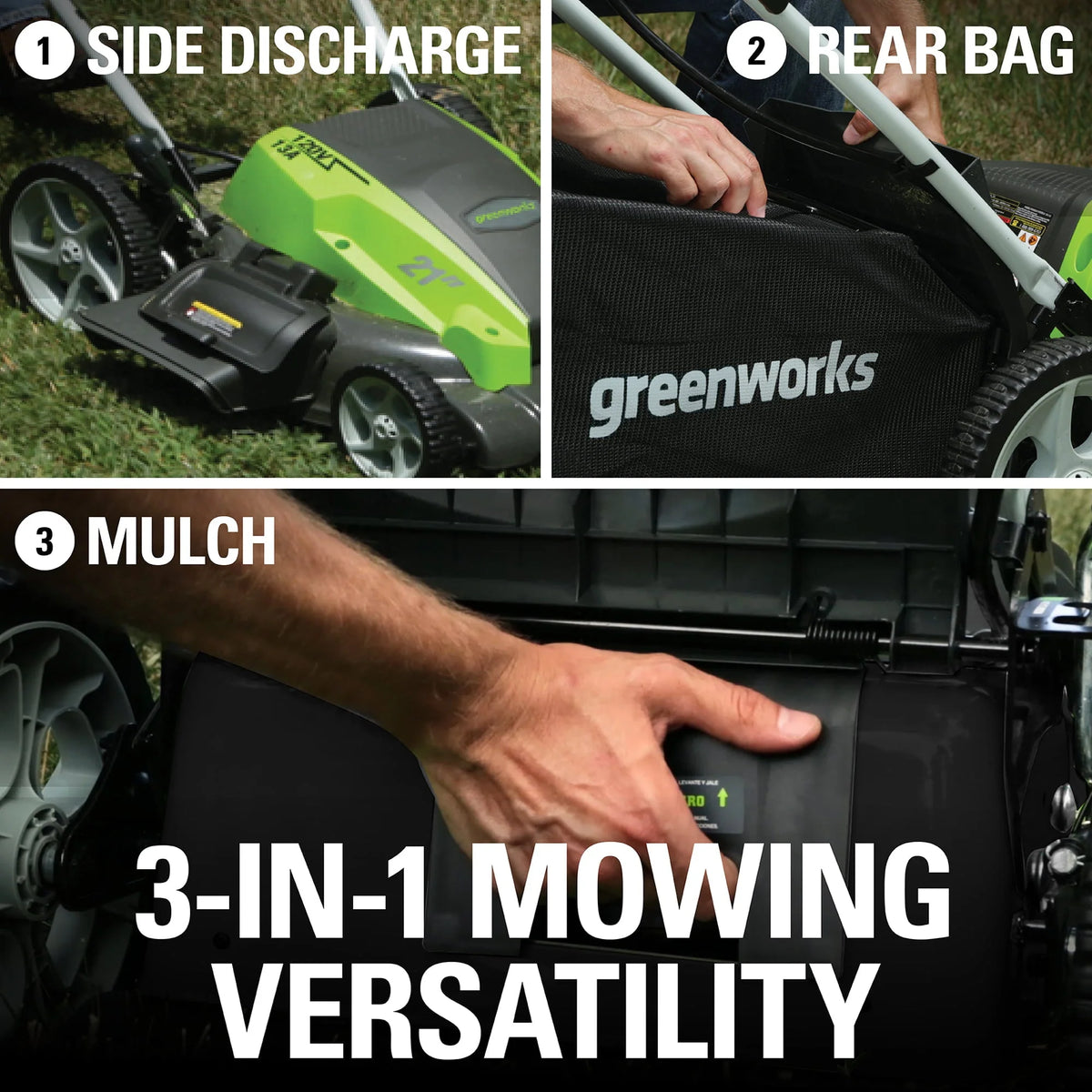 Greenworks 13 Amp 21-inch Corded Electric Walk-Behind Push Lawn Mower, 25112