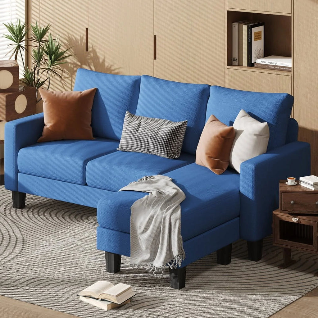 Homall Convertible Sectional Sofa Couch, Modern Linen Fabric L-Shaped Couch 3-Seat Sofa Sectional with Reversible Chaise for Small Living Room, Apartment and Small Space, Dark Gray