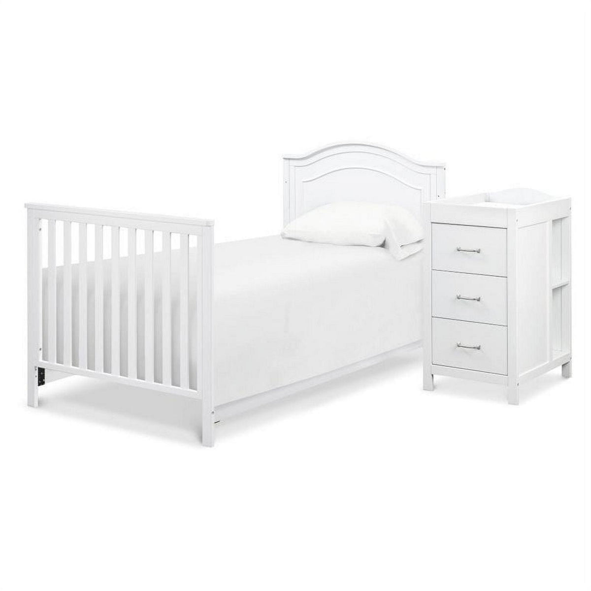 DaVinci Charlie 4-in-1 Convertible Mini Crib &amp; Changer in White