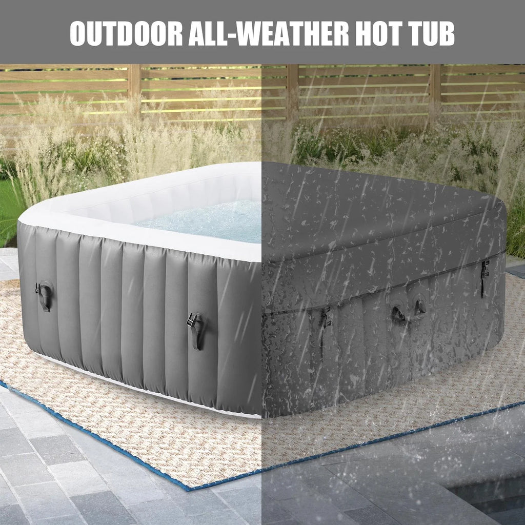 Hot Tub for 4-6 Person, Seizeen Outdoor Patio Large Inflatable Hot Tub Home SPA, with 130pcs Massage Jets, 910L, 4 Filters, 2 Cup Holders, Lockable Cover, Storage Bag, Max 104, 73in, Navy