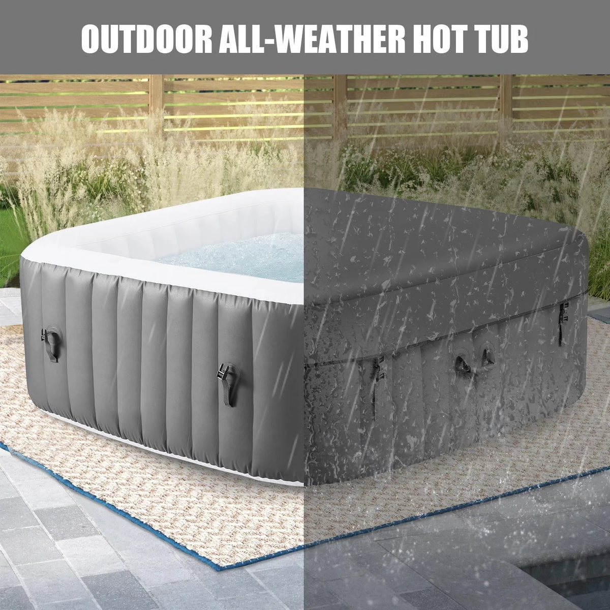 Hot Tub for 4-6 Person, Seizeen Outdoor Patio Large Inflatable Hot Tub Home SPA, with 130pcs Massage Jets, 910L, 4 Filters, 2 Cup Holders, Lockable Cover, Storage Bag, Max 104, 73in, Navy