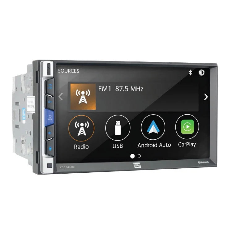 Dual Electronics XDCPA10BT 7 Inch Double DIN Car Stereo, Certified Apple CarPlay Android