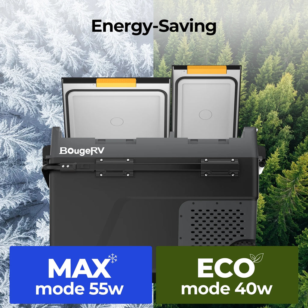 BougeRV Car Refrigerator 61QT Dual Zone, 12 Volt Portable Freezer Fridge with Wheels, APP Control Compressor Refrigerator 12V/24V DC for RV Truck Vehicle Boat Outdoor Travel Camping Trip Use
