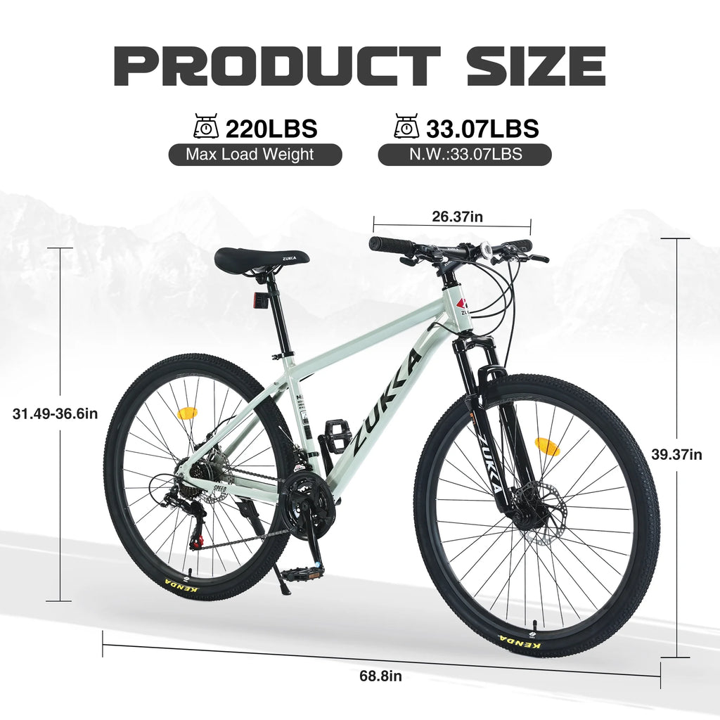 27.5 Inch Mountain Bike, 21 Speed Mountain Bicycle with Front Suspension and Aluminum Alloy Frame for Men Women Boys and Girls, Blue