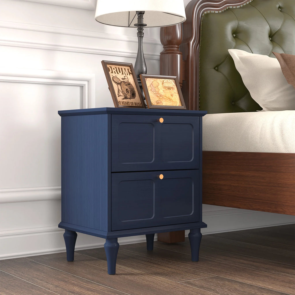 HLR 20" Mid Century Nightstands Set of 2 with Drawers, Wood Bedside Table End Table for Bedroom, Brown