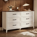 White Dresser, Lofka 6 Drawer Dresser for Bedroom, Chests of Drawers for Living Room, White Brown