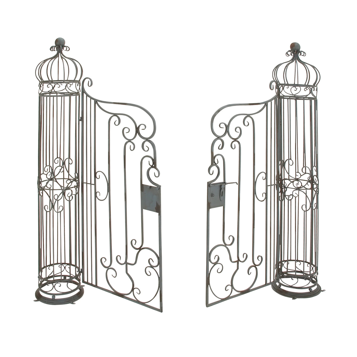 DecMode Traditional Metal Arch with Botanical Design Garden Arbors with Latch Lock Closure, 78"W x 94"H