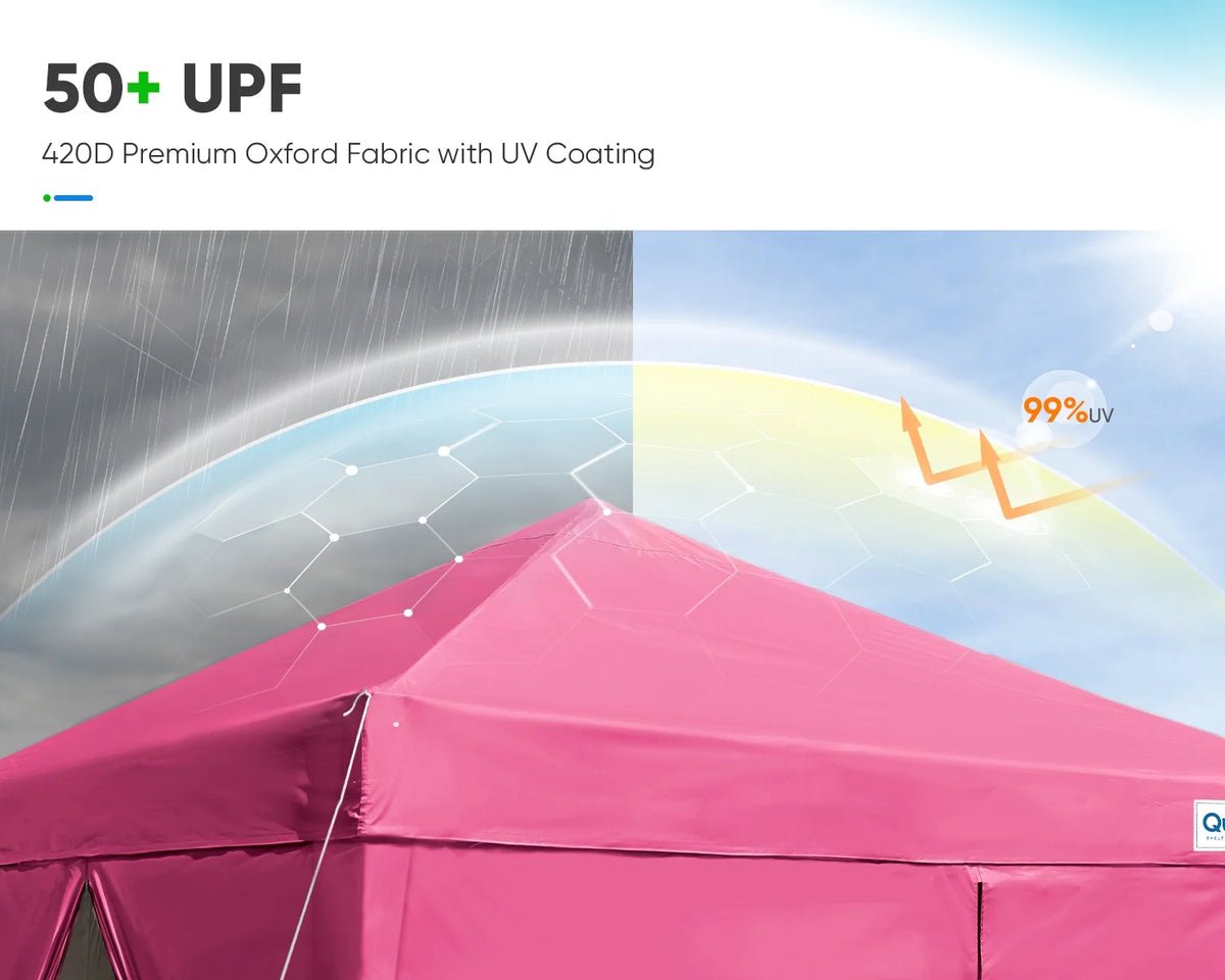 Quictent 8'x8' Pop up Canopy Tent with Sidewalls Instant Outdoor Gazebo Canopy Tent Shelter Enclosed Waterproof, with Wheeled Bag (Pink)