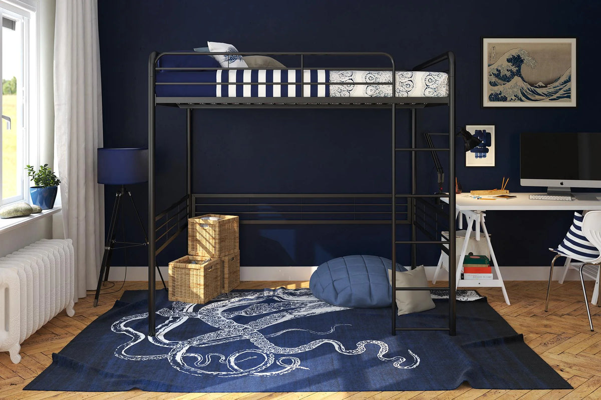 DHP Tommy Full Metal Loft Bed, Black