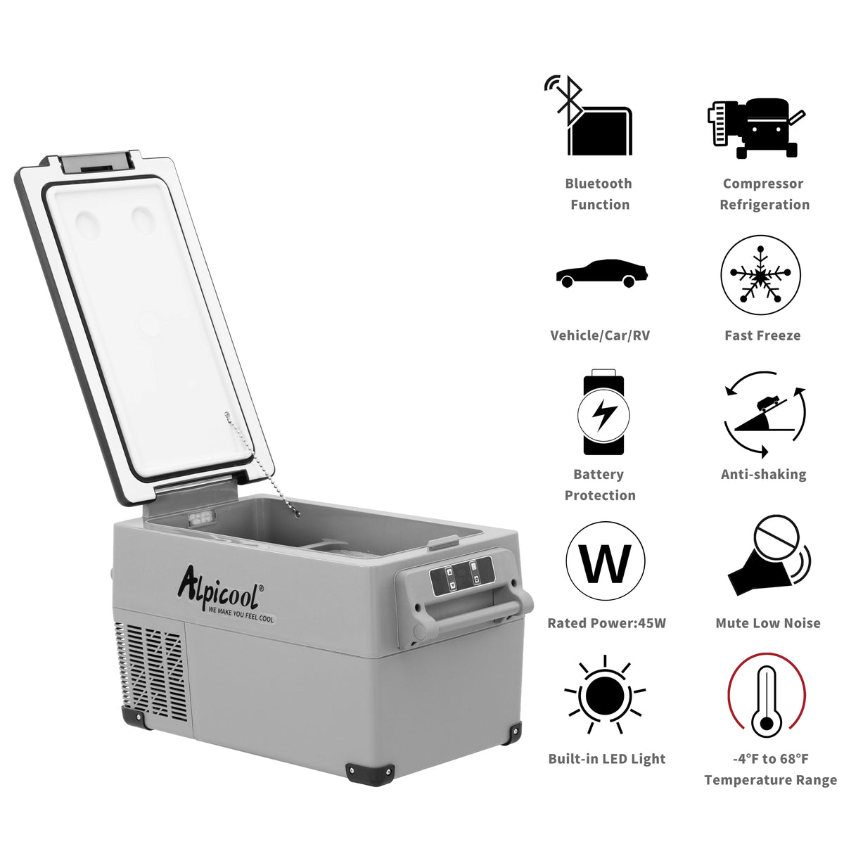 Alpicool CF55 Portable Refrigerator 12 Volt Car Freezer 58 Quart(55 Liter) Vehicle, Car, Truck, RV, Boat, Mini fridge freezer for Driving, Travel, Fishing, Outdoor -4F to 68F