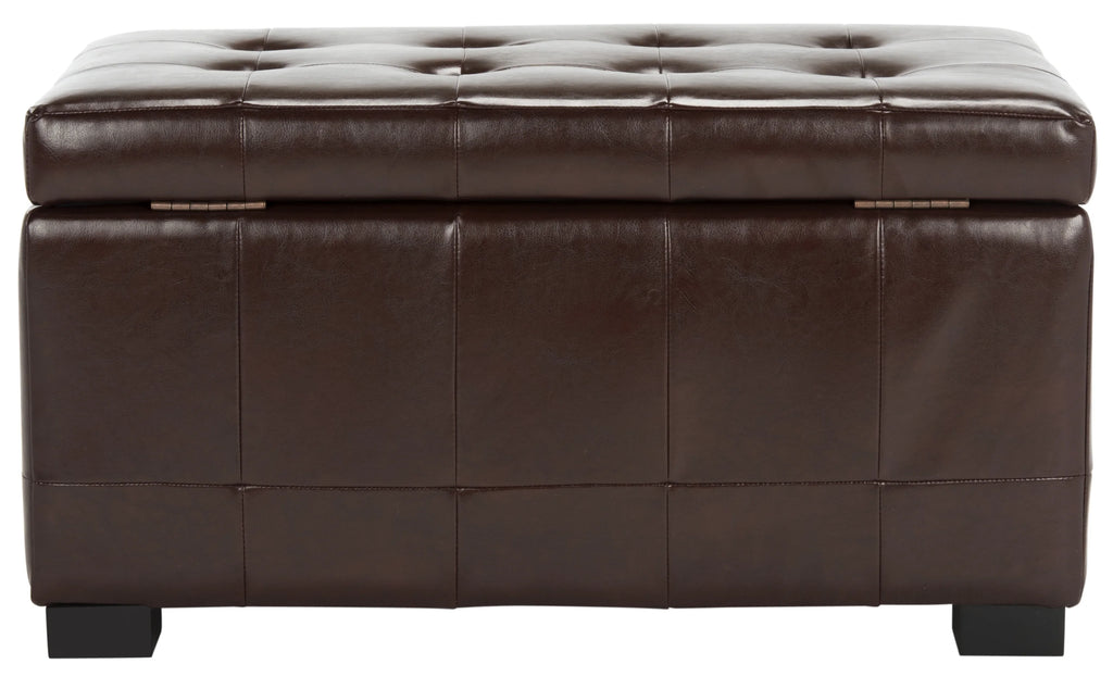 SAFAVIEH Small Manhattan Rustic Tufted Storage Bench, Brown