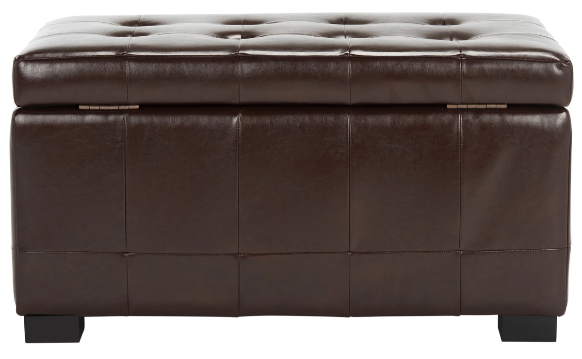 SAFAVIEH Small Manhattan Rustic Tufted Storage Bench, Brown