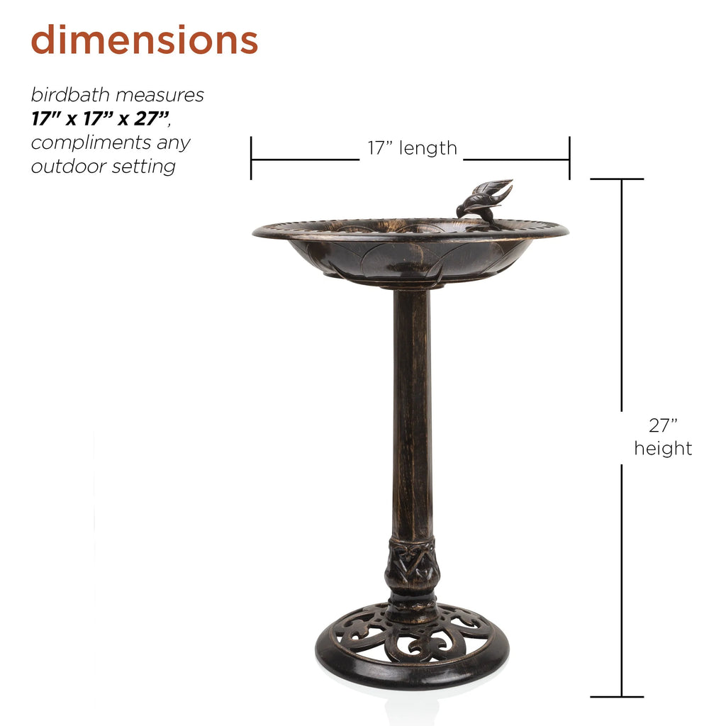 Alpine Corporation 26-inch Bronze Polyresin Bird Bath with Bird Figurine