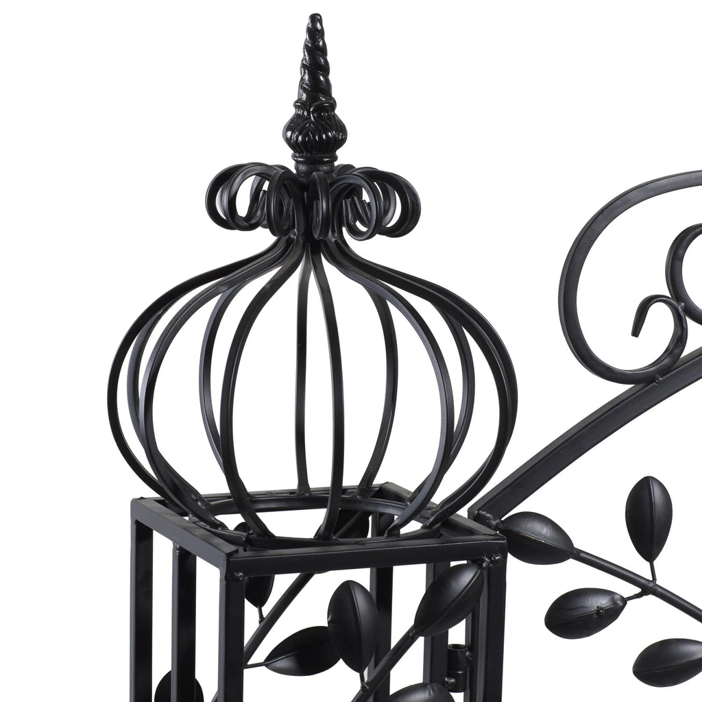 DecMode Traditional Metal Arch with Botanical Design Garden Arbors with Latch Lock Closure, 78"W x 94"H