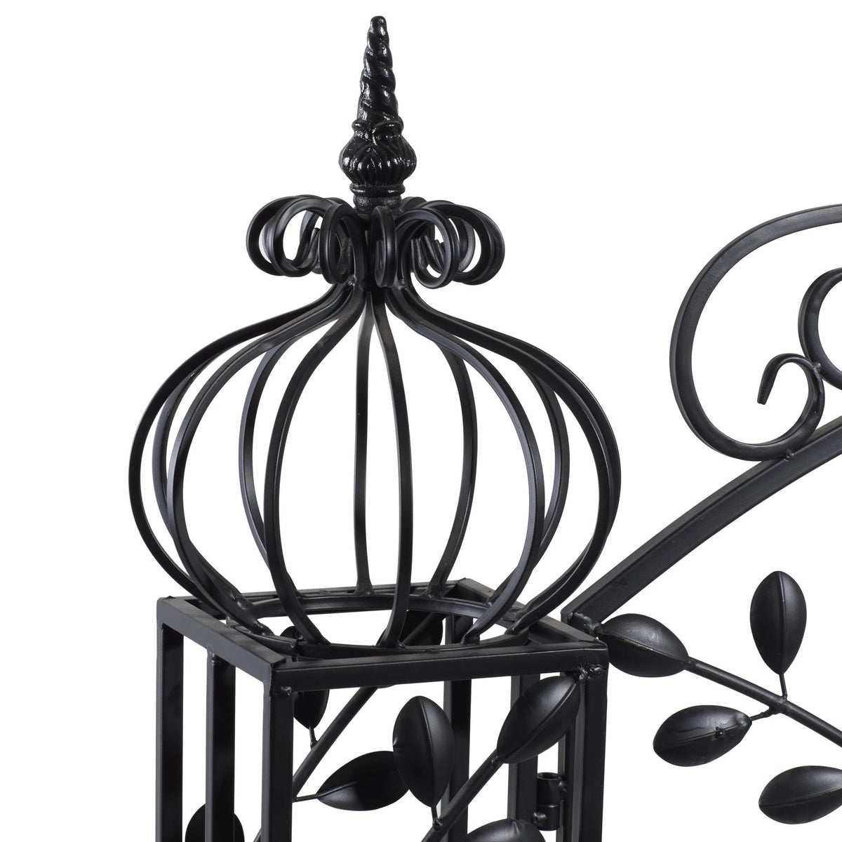 DecMode Traditional Metal Arch with Botanical Design Garden Arbors with Latch Lock Closure, 78"W x 94"H