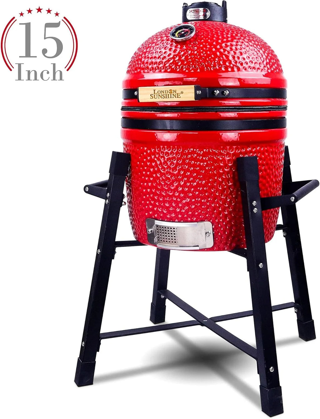 London Sunshine Ceramic Kamado Charcoal BBQ Grill -The Junior Series with Tall Stand (BLACK)